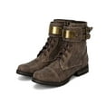 thumbnail image 5 of Breckelles Biker11 New Women Leatherette Plalting Buckle Military Lace Up Bootie, 5 of 5