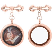 2Pcs Bowknot Bouquet Photo Locket Charms Alloy Bridal Brooches Rose Gold Tie Wedding Memorial Brooches Pins Alloy Glass Photo Frame Sweater Shawl Clip for Bridal Decorations