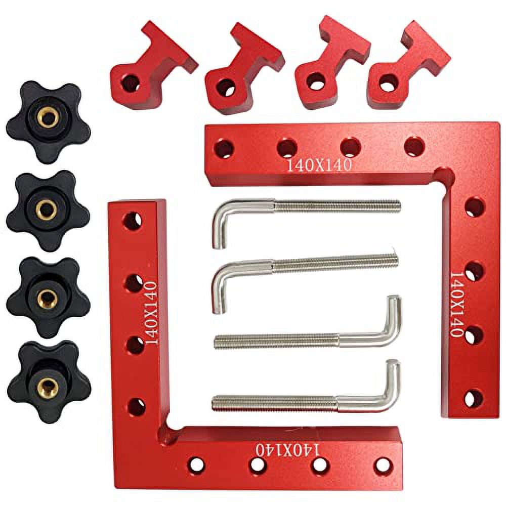 90 Degree Positioning Squares with 4 Clamps, 5.5" x 5.5" Sturdy Aluminum Alloy L-Type Right Angle Corner Clamp for Picture Frame Box, Cabinets, Drawers, Woodworking or Welding