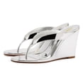 thumbnail image 2 of YDN Women Open Round Toe Flip Flops Slip On Wedge High Heel Slides Sandals Casual Dress Thong Shoes Size 4 Silver, 2 of 4