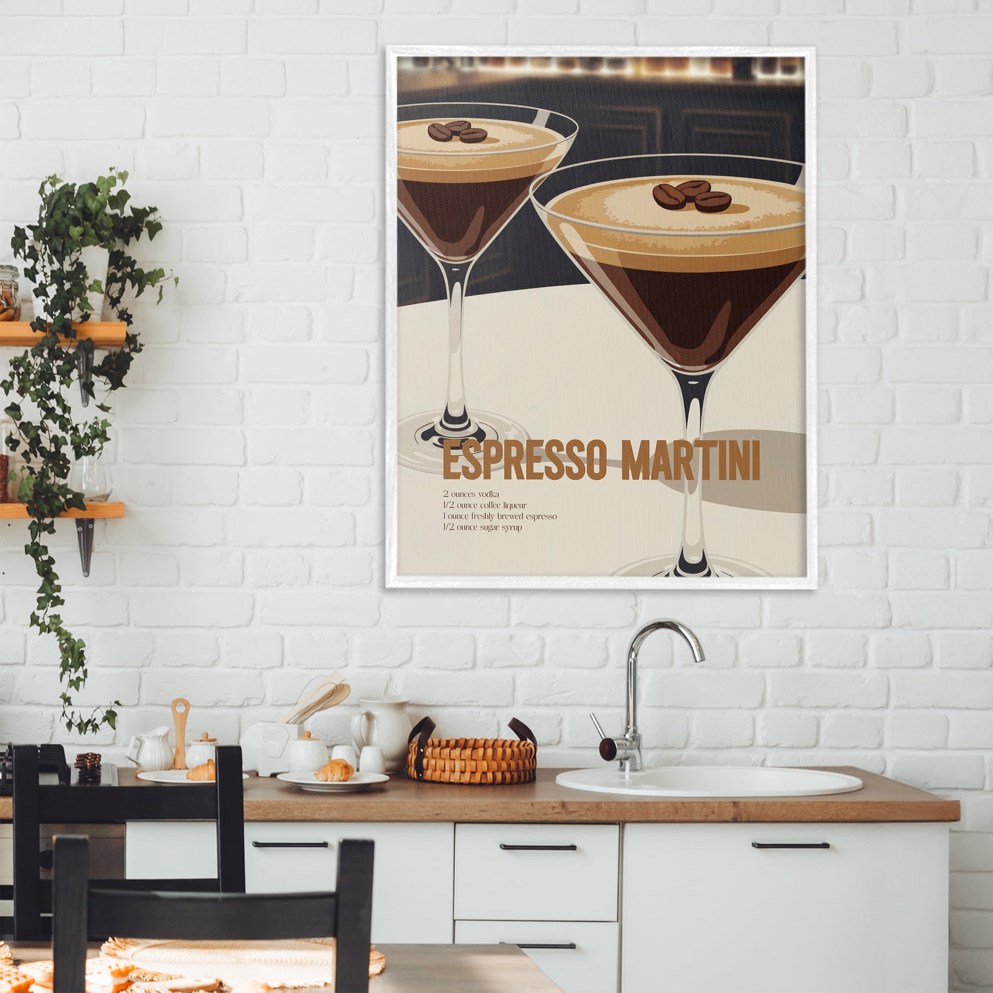 Stupell Industries Sleek Modern Espresso Martini White Framed Giclee Art, design by Andreas Magnusson