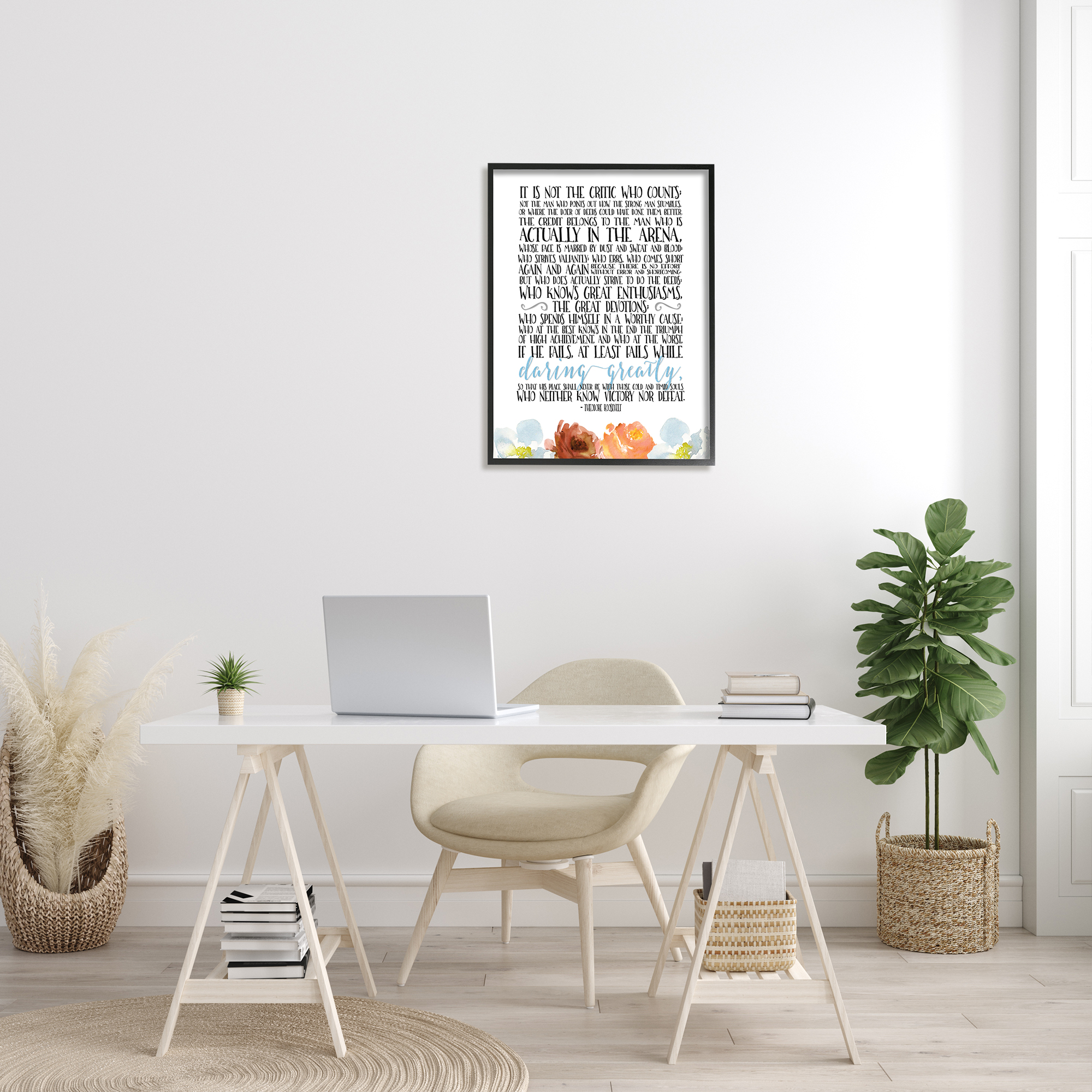 The Stupell Home Decor It Is Not The Critic Who Counts Roosevelt Floral Quote
