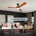 thumbnail image 3 of Bestco 52 Inch Ceiling Fan with Remote, 6 Speed Reversible Noiseless DC Motor, 3CCT Wood Ceiling Fan, Walnut, 3 of 17