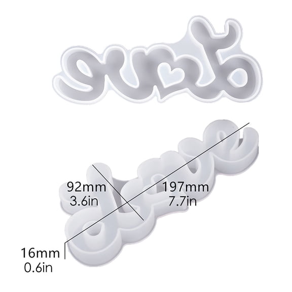 Clearance Under $1.49! 1PC Silicone Love & Mom Resin Mold, Heart-Shaped Casting Mould for Mother's Day Gifts, Silica Gel, for DIY Crafts & Jewelry, (197x92mm, Clear)