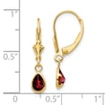 thumbnail image 3 of 14K Yellow Gold Earring Birthstone (01) January Women'S Garnet Pear Red 23 mm 4, 3 of 3