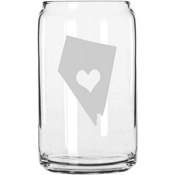 Nevada Heart States Etched 16oz Libbey Can Glass