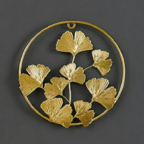 Metal Wall Decor, Golden Ginkgo Leaf Wall Hanging Decor, Golden Metal