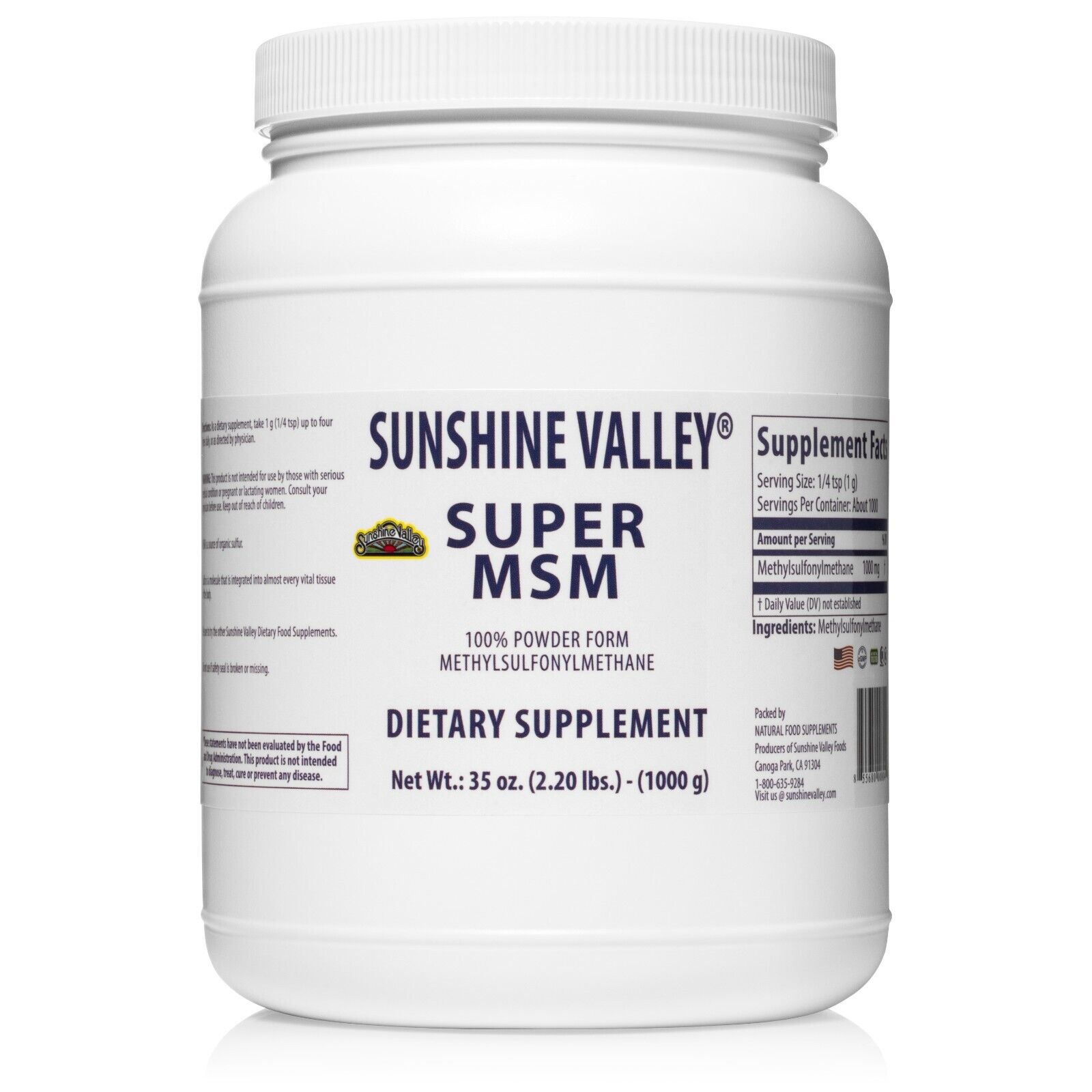 Sunshine Valley Super MSM Supplement Powder for Joint & Skin Health