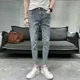 thumbnail image 3 of Pantalones vaqueros ajustados para hombre, pantalones vaqueros ajustados, ajustados, ajustados, ajustados, ajustados, azules claros, holgados, de talla grande, los más baratos, 3 of 5