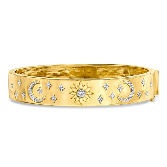 Ross-Simons 0.15 ct. t.w. Diamond Celestial Bangle Bracelet in 18kt Gold Over Sterling, Women's, Adult