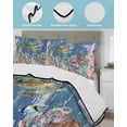 thumbnail image 4 of Quilts Queen Size Bedding Set, Turtle Coastal Lightweight Quilted Comforter, Nautical Summer Beach Coral Octopus Blue Wooden Soft Bedspread Coverlet with Pillow Covers for All Season, 90" x 96", 4 of 7
