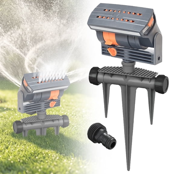 New Upgraded Oscillating Sprinkler with Dual-Zone Sprinkler Water Timer, Automatic Rocking Sprinkler, Turbo Orbit Mist Sprinklers System for Garden