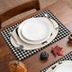 thumbnail image 3 of Juego de 4 manteles individuales a cuadros de búfalo de Halloween, manteles individuales de gnomo de gato negro de calabaza para mesa de comedor, manteles reversibles para decoraciones de fiestas, 3 of 5