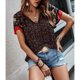 thumbnail image 2 of Camisa de manga corta con estampado floral, camisa con cuello en V y corbata para mujer, camisa con cuello en V y corbata, la mejor en su clase, 2 of 6