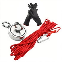 Fishing Magnet Kit with 20m Rope - 140kg Pull Force Neodymium Magnet, Carabiner & Gloves for Retrieval and Heavy Duty Use