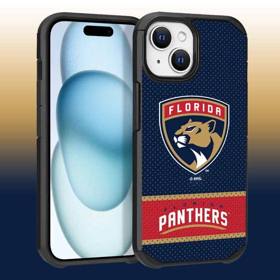 Apple iPhone 15 - NHL Licensed Florida Panthers Team Logo on Jersey Textured Dual Layer Case