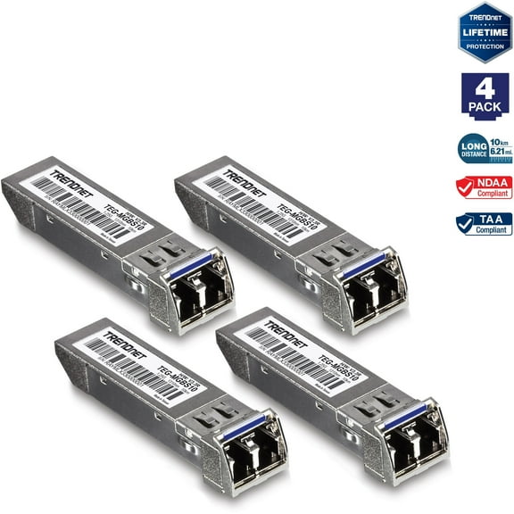 TRENDnet TEG-MGBS10/4, 4-Pack SFP Single Mode LC Module (10Km)