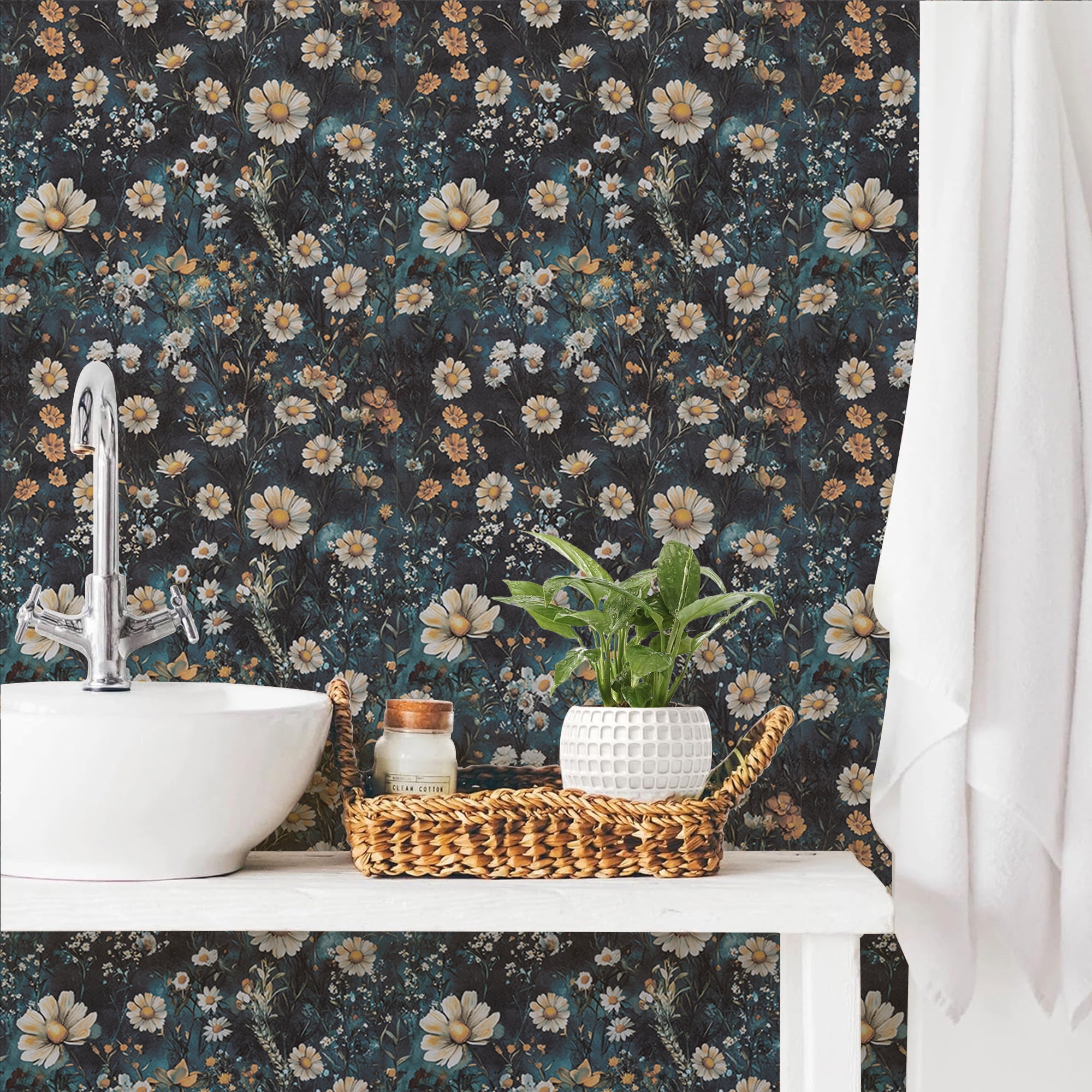 Abyssaly Floral Peel and Stick Wallpaper 17.5-in x 118-in, Removable Self-Adhesive Wallpaper, Vintage Vinyl Contact Paper Suitable for Home Walls Cabinet Bedroom