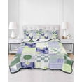 thumbnail image 2 of Quilt King Size Bedding Set, Spring Floral Checkered Reversible Summer Quilt 3 Pieces, Sage Green Purple Buffalo Plaid Lightweight Bedspreads Coverlets with 2 Pillow Shams for All Seasons, 2 of 5