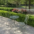 thumbnail image 7 of Westcharm Metal Bistro Outdoor Table for Outside Patio w/Curved Legs Scrolling Heart & Peacock Tail Motif, 7 of 7