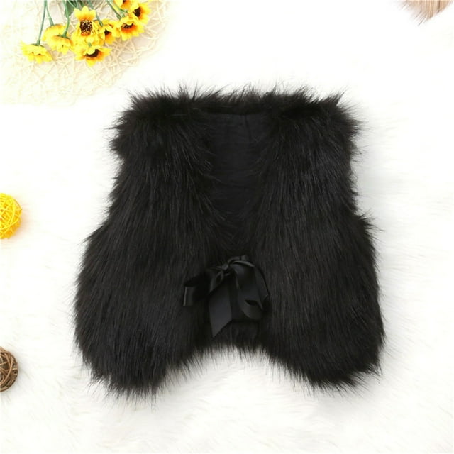 LOVZFMLL Jackets for Girls Solid Color Shawl Shawl Double Breasted Thick Sleeveless Cardigan Jacket Top 3-4 Years