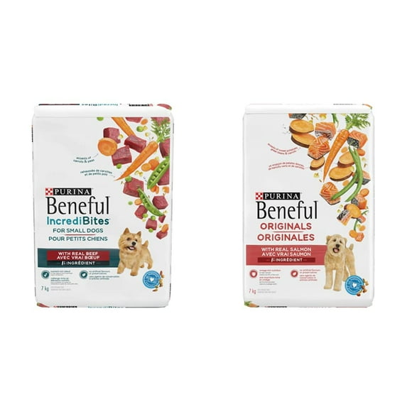 Beneful Incredulities Dry Dog Food for Small Dogs, Real Beef & Beneful Originals Dry Dog Food, Salmon | 7 kg Each