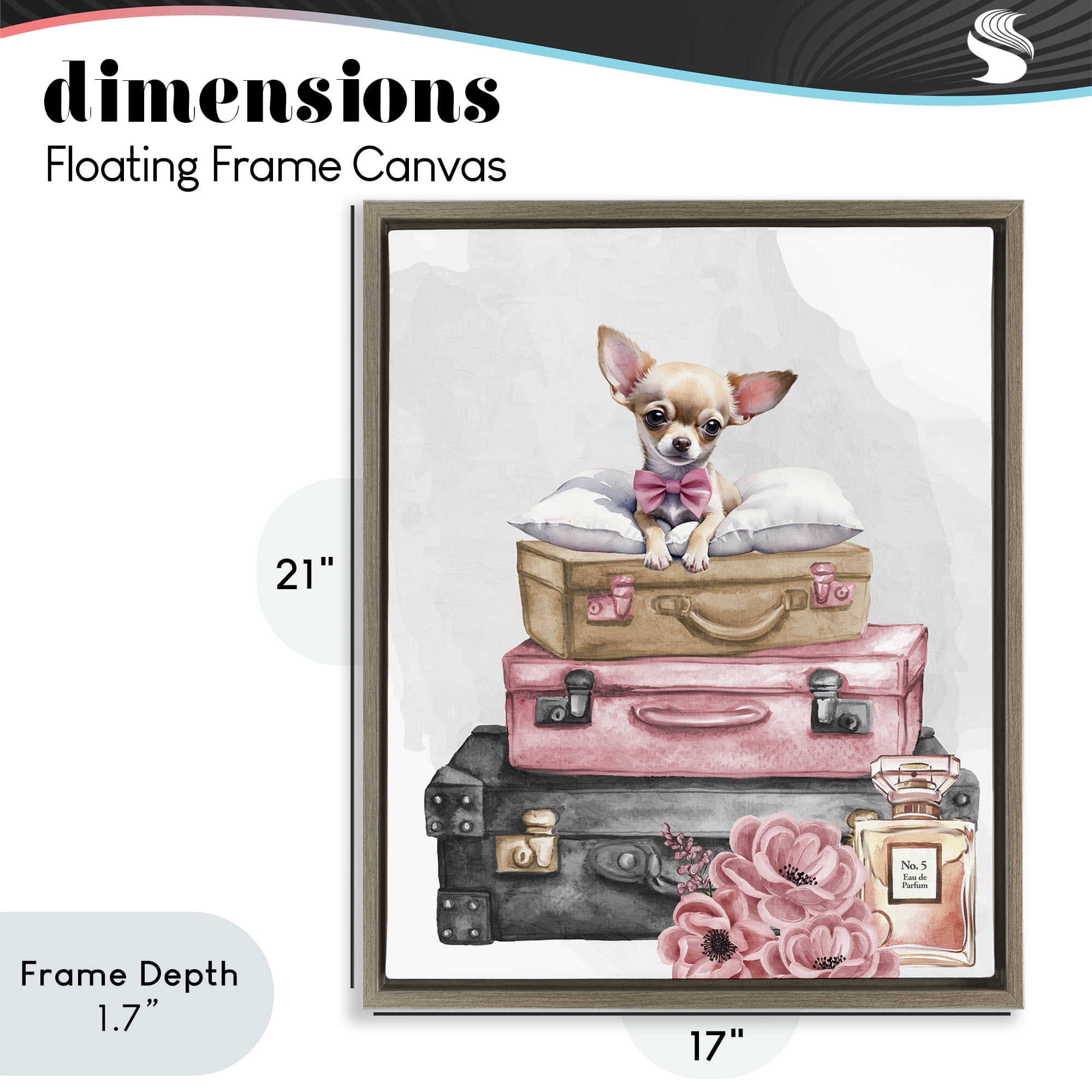 Stupell Industries Trendy Pup Travel Brown Framed Floater Canvas Wall Art, design by Kim Allen