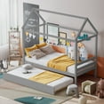thumbnail image 1 of Gymax Lit Cabane Simple avec Tiroir-Lit, Toit, Base de Matelas Plateforme en Bois, Gris, 1 of 9