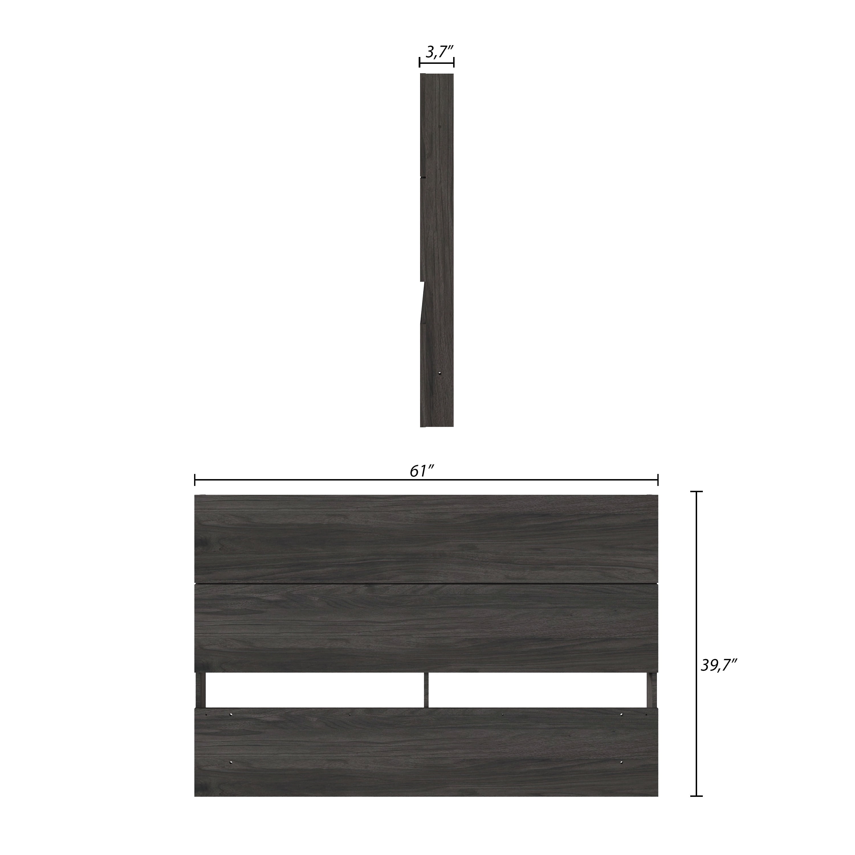Nexera Queen Size Panel Wood Headboard, Bark Gray