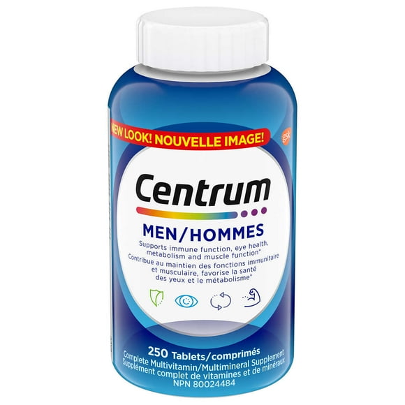 Centrum Supplément Multivitaminé et Minéral Complet pour Hommes, 250 Comprimés