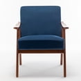 thumbnail image 3 of MIKIBAMA Mid-Century Modern Chair with Solid Wood Frame, Accent Chair Extra-Thick Backrest, Blue, 3 of 9