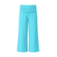 thumbnail image 5 of NAFUU Women Casual Pants Pleated Waist Solid Color Yoga Capri Pants Wide Leg Trousers Stylish Womens Trousers, 5 of 5