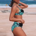 thumbnail image 3 of Vedolay Swimsuits For Women Women's Graphic Swimsuit Tie Front Bandeau and High Waist Panty Bikini Set Bathing Suit,Green L, 3 of 5