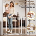 thumbnail image 3 of Ophanie Extra Wide Metal Baby Safety Gate for Stairs and Doorways, Fits 29.6" to 39.1" Wide, 28" Tall, Pressure Mounted Dog Pet Gate, White, 3 of 8