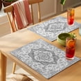 thumbnail image 4 of Bohemian Placemats Set of 12, Vintage Distressed Grey Ethnic Geometric Floral Non-Slip Place Mats Washable Table Mats for Kitchen Dining Table Decorations Indoor/Outdoor, 4 of 9