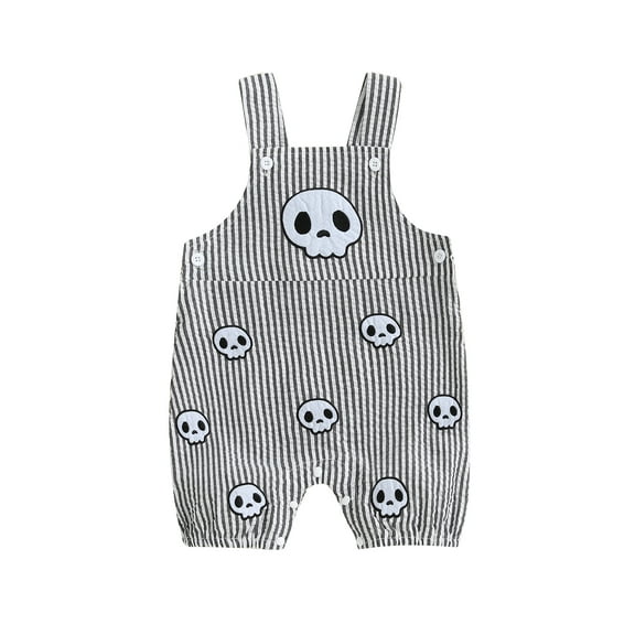 BemeyourBBs Baby Boys Rompers Skull Embroidery Stripe Halloween Clothes Jumpsuits