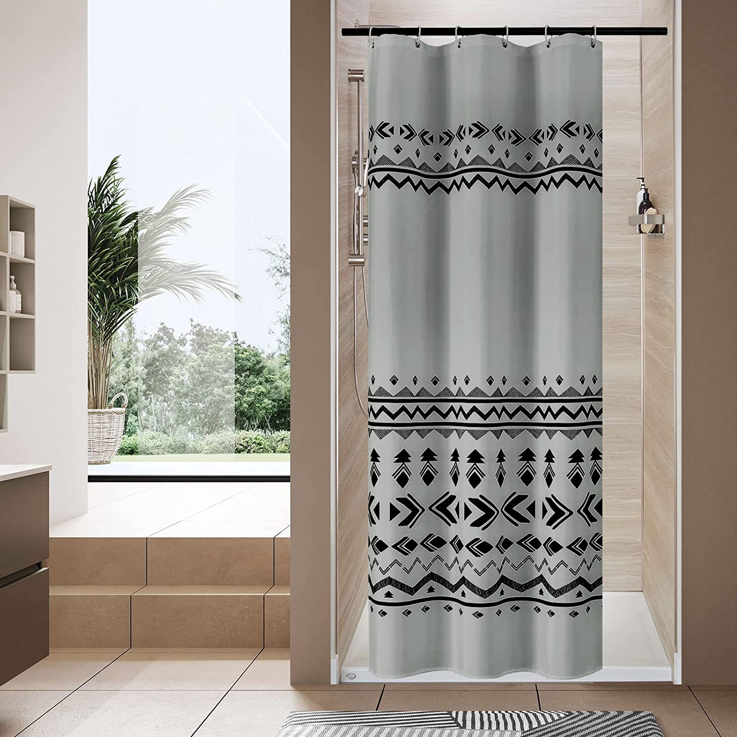aoselan Grey Shower Curtain 36 x 72, Boho Shower Curtain for Standard