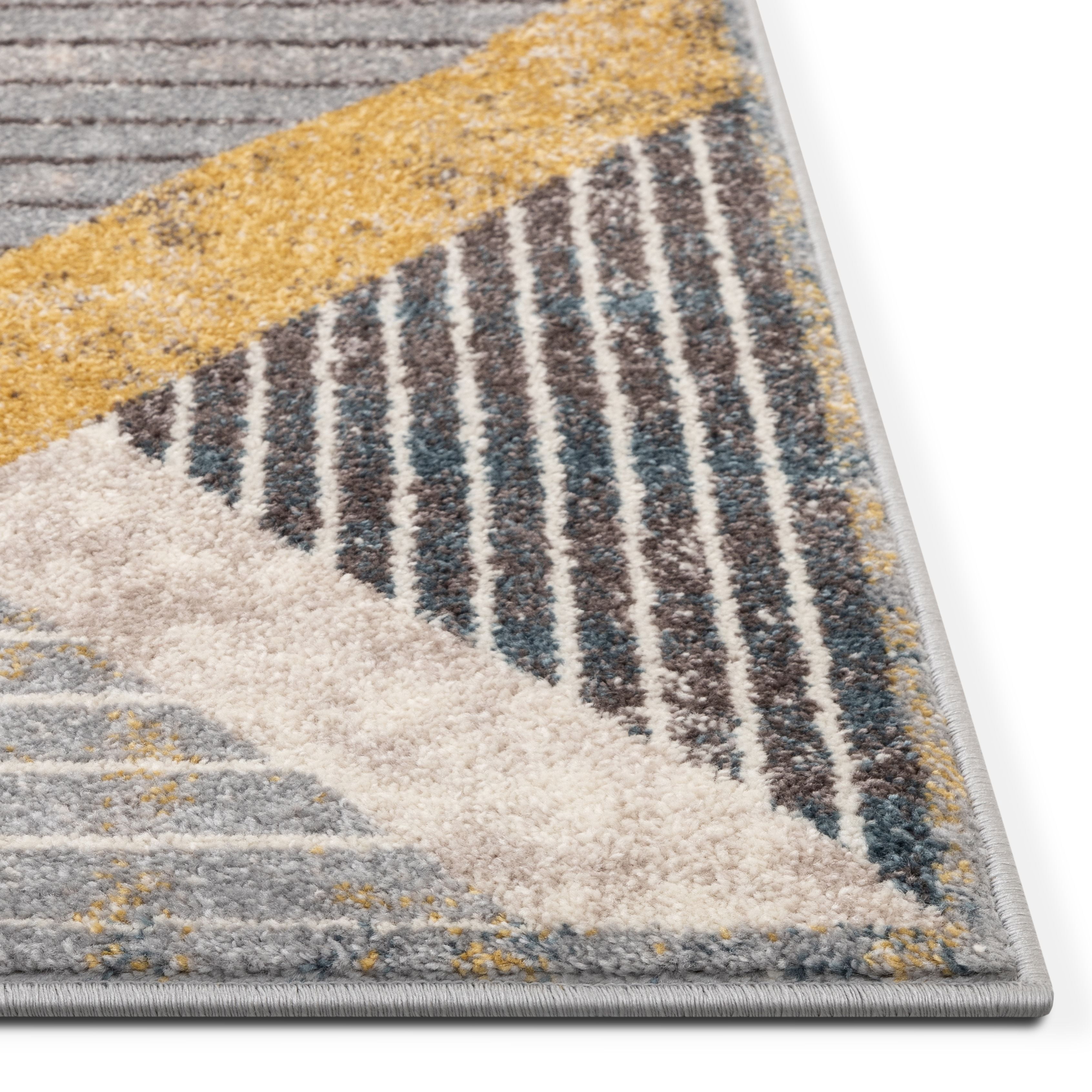 Sydney Jacey Grey Modern Geometric Distressed 5'3" x 7'3" Area Rug