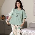 thumbnail image 1 of Conjunto de Pijama de manga corta para Mujer, ropa de dormir de punto a rayas, elegante, para estar en casa, talla grande 5XL, 1 of 4