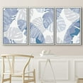 thumbnail image 3 of IDEA4WALL Framed Wall Art Print Set Blue Gray Tropical Monstera Leaf Collage Nature Illustrations Modern Decorative Chic for Living Room, Bedroom, Office - 16"x24"x3 White, 3 of 5
