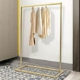 thumbnail image 3 of Metal Clothes Rack Gold Pipe Clothing Rack Garment Rack Freestanding Clothes Display Rack, Laundry Drying Rack for Home Retail Hanging Clothes Dresses Scarves Towels, 3 of 11
