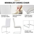 thumbnail image 3 of SUDICA Dining Chairs Set of 2 White PU Leather Upholstered Side Chairs with Chrome Metal Legs for Kitchen Dining Room, 3 of 10