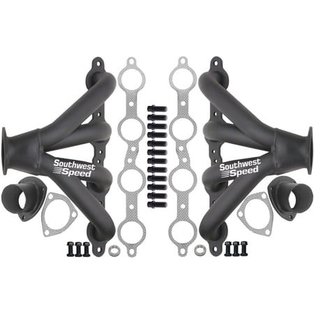 Southwest Speed Black Tight-Fit Block Hugger Headers For 97 & Newer Small Block Chevy Gen Iii Ls1 & Ls6 Engines,1 5/8" Tubes,Street Rod