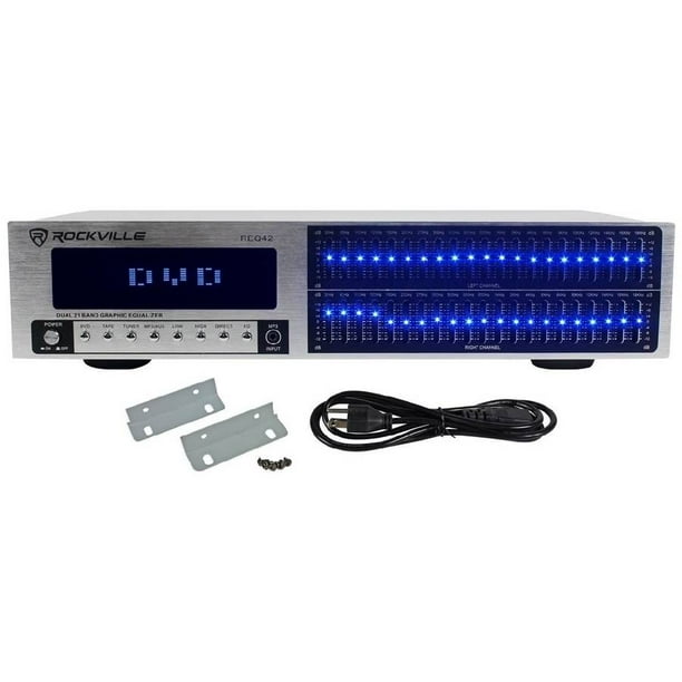 Rockville REQ42S Silver 19" Rack Mount 2x21 Band Equalizer with