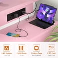 thumbnail image 4 of Homieasy 53" Gaming Desk with 2 Fabric Drawers & LED Lights, Reversible Computer Gaming Desk with Power Outlets, Writing Desk with Monitor Stand for Home & Office, with Pegboard, Pink, 4 of 9