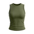 thumbnail image 5 of VBVC Women's Breathable Crew Neck Crop Tank Top, Ladies' Sleeveless Slim Fit Camisole, Casual Basic Stretchy Fitted Top For Women,Army Green,S-2XL, 5 of 8