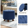 thumbnail image 5 of Hyxoo Round Ottoman, Ottoman with Storage, 20 Dia. x 17 H Inches Foot Rest Stool with Legs for Bedroom, Living Room, Decorative Home Furniture-20"D x 20"W x 17"H-Navy Blue, 5 of 9