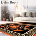 thumbnail image 2 of ODIKA 5'x7' Machine Washable Non-Slip Area Rug, Damask Heritage Infused With Contemporary Flair High Traffic Rug, Orange, 583276, 2 of 7