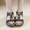 thumbnail image 2 of Xfvqtps Women Flat Sandals Elastic Open Toe Colorful Beads Decoration Bohemian Casual Dressy Soft Sole Non Slip Comfortable Breathable Walking Summer Sandals Black, 2 of 6