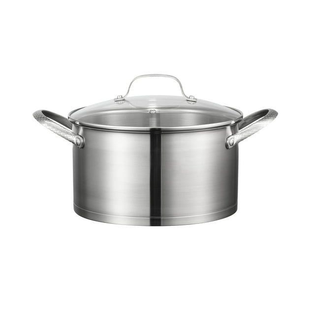 Starfrit The Rock Wave Stainless Steel 4.9Qt (5.6L) Stockpot w/Lid, Wave.Tec Non-Slip Handle, Stainless Steel, Oven Safe, PFOA Free, Easy to Clean, Silver